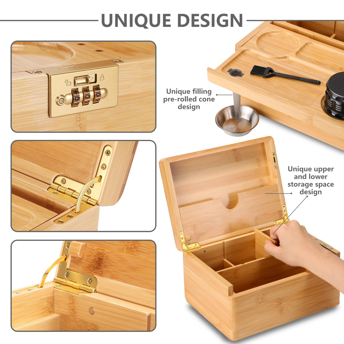 BAWADE Wooden Storage Box with Lock – Lockable Wooden Box with Lid for Personal Items & Keepsake – Discreet Wooden Storage Box