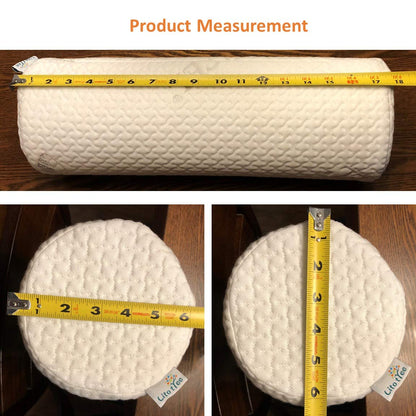 Comfort Memory Foam Neck Roll and Cervical Bolster Round Pillow with Removable Washable Soft Cover for Spine and Neck Back Lumbar Leg Vertebra Support (18x6 inch Pillow)