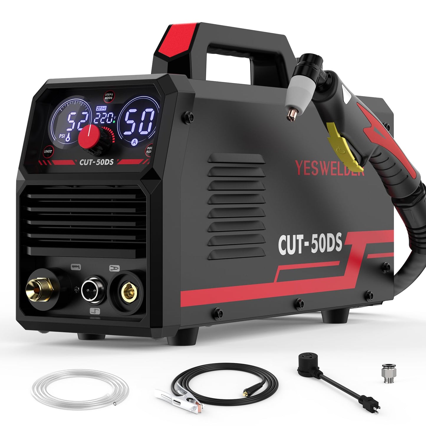 YESWELDER CUT-50DS Plasma Cutter 50Amp, 110/220V Dual Voltage IGBT Inverter with Digital Display, 1/2" Clean Cut, for DIY & Automotive Repair Plasma Cutting Machine
