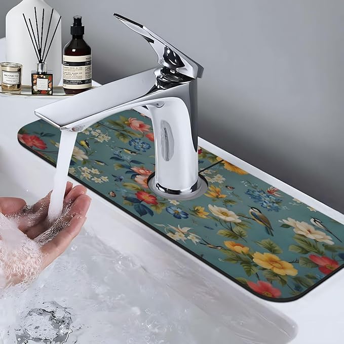Flowers Kitchen sink faucet pad, strong water absorption, anti slip, very
