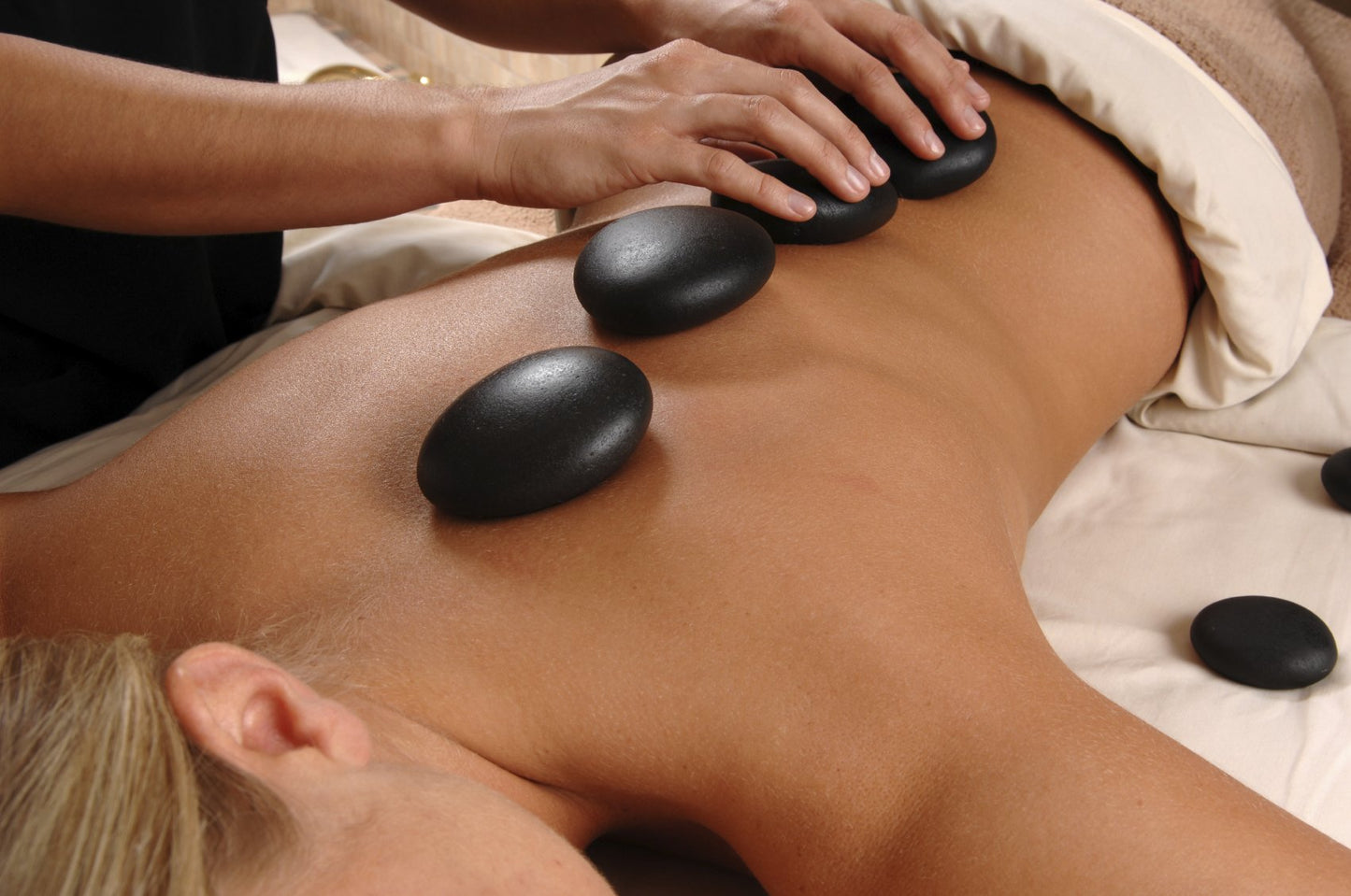QYLHH 2 Pcs Large Hot Massage Stones Set Natural Basalt Warm Rocks Kit for Home Spa Massager