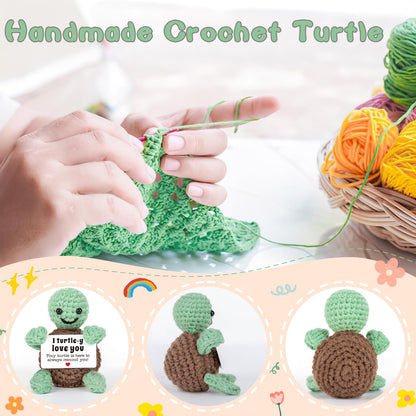 Mini Funny Turtle Valentines Day Gifts for Him Her, Wife Husband Girlfriend Boyfriend I Love You Gift, Couples Anniversary Birthday Gifts Ideas for Men Women, Crochet Turtle Valentines Decorations