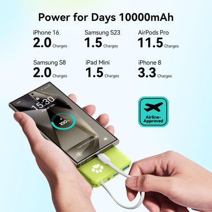 INIU 45W Portable Charger, 10000mAh Built-in USB C Cable Fast Charging Power Bank, Small Type C Battery Pack, Powerbank for iPhone 17 16 15 14, iPad, Samsung S25 S24 etc. Travel Camping Essentials