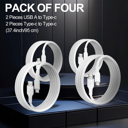 4 Pack Charging Cable 60W 3.1FT(2 Pack USB to USB C Cable and 2 Pack USB C to USB C Cable) Type C 60W Fast Charging Cable for iPhone 17 Series/16 Series/15 Series,iPad,AirPods,Watch,Samsung and More