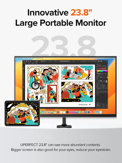 UPERFECT Portable Monitor 18.5 inch 120HZ 125% sRGB 1080P w/VESA & Stand, Large Portable Monitor FreeSync IPS HDR Gaming Display, HDMI USB C Travel Second Screen for Laptop MacBook