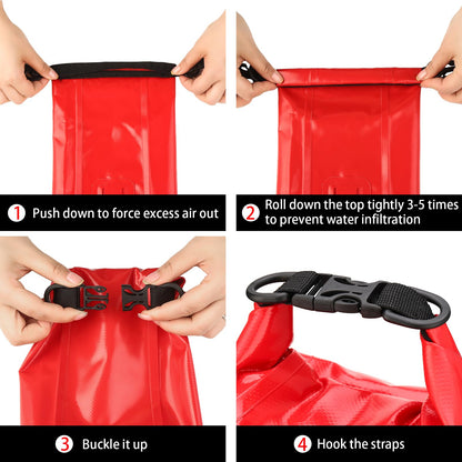 WELL-STRONG Waterproof First Aid Kit Roll Top Boat Emergency Kit with Waterproof Contents for Fishing Kayaking Boating Swimming Camping Rafting Beach Red