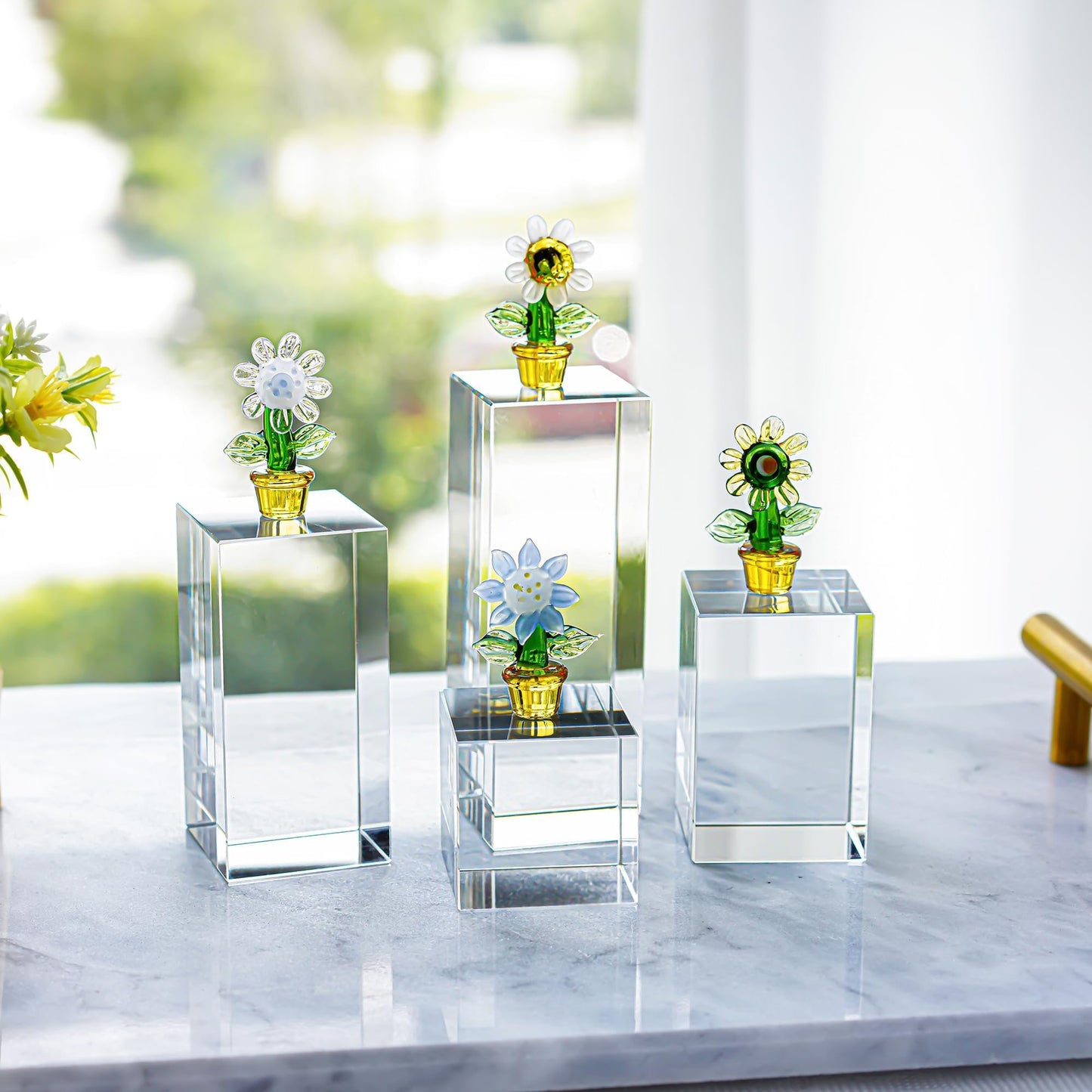 Clear Polished Glass Cube Photo Props, Transparent Solid Glass Display Blocks for Photography Boutique Jewelry Cosmetic Crafts Closet Show, 4 Pack (Transparent Cube)