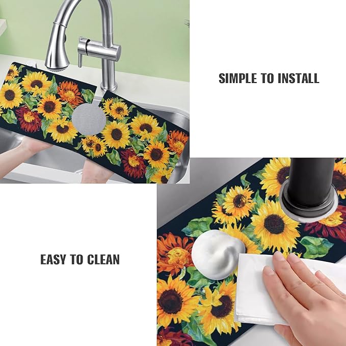 Sink Faucet Absorbing Mat, 2 Pack Drying Mat Around Faucet Sink Splash Guard