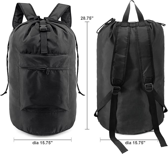 BeeGreen Laundry Bag Backpack w Adjustable Shoulder Straps College Dorm