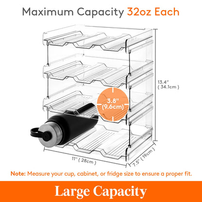 Lifewit 4 Tier Stackable Water Bottle Organizer for Cabinet, Plastic Bottle Holder Fits 12 Bottles/Tumblers up to 3.8" Diameter for Pantry/Countertop/Cupboard, 28 x 19 x 34 cm/11 × 7.5 × 13.4"