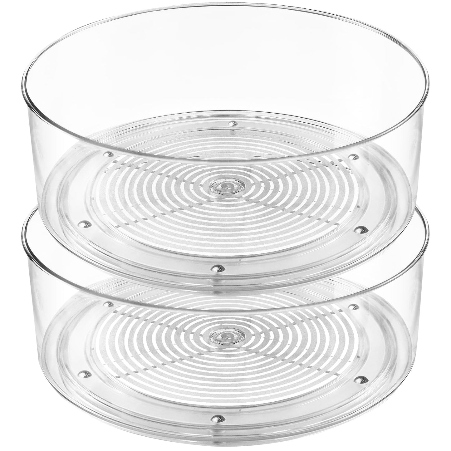 Slow Slog Lazy Susan Organizer, 2pcs 360 Degree Rotating Turntable Organizer, Round Plastic Clear Lazy Susan Turntable Food Storage Container for Kitchen, Fridge Organizer