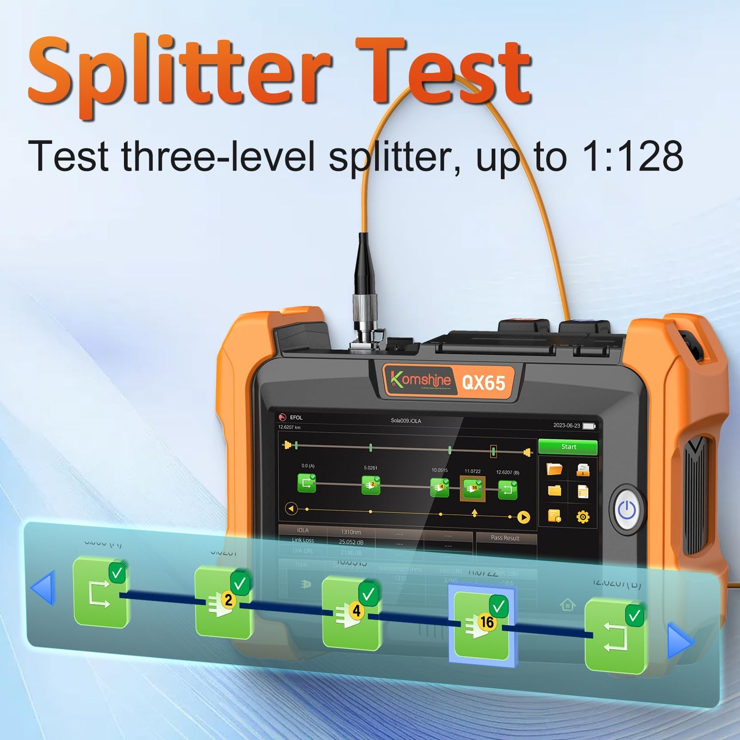 KomShine FX39 Six Motor Fiber Fusion Splicer Core Alignment Splicing Machine, Touch Screen 7" Inch OTDR Tester SM 1310/1550nm 32/30dB Built in OPM, OLS, RJ45, WiFi