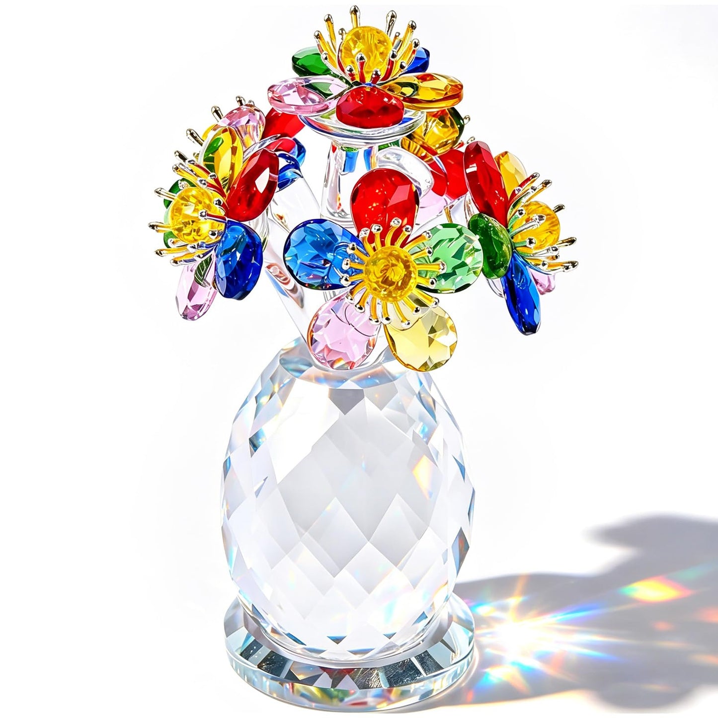 Anxingo Crystal Flower Figurine, Handmade Eternal Glass Flower (Multicolor)