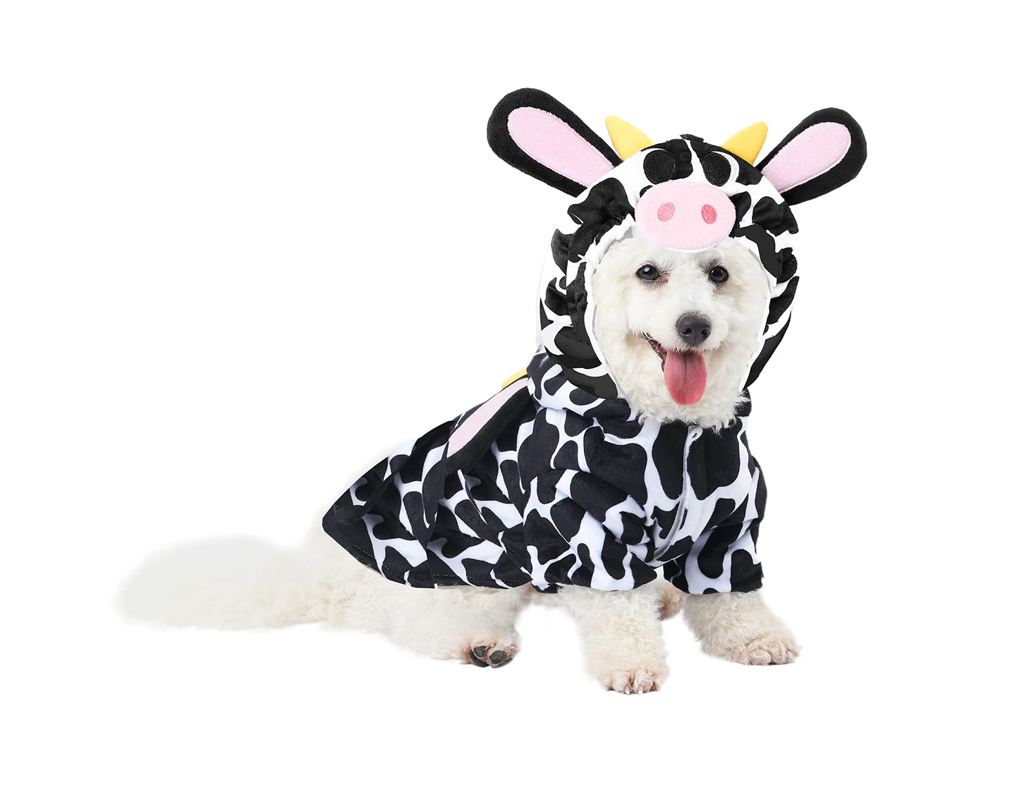 Spooktacular Creations Pet Dog Milk Cow Costume with 3D Cow Hood for Halloween Dress-up Party, Pet Carnival (Medium)