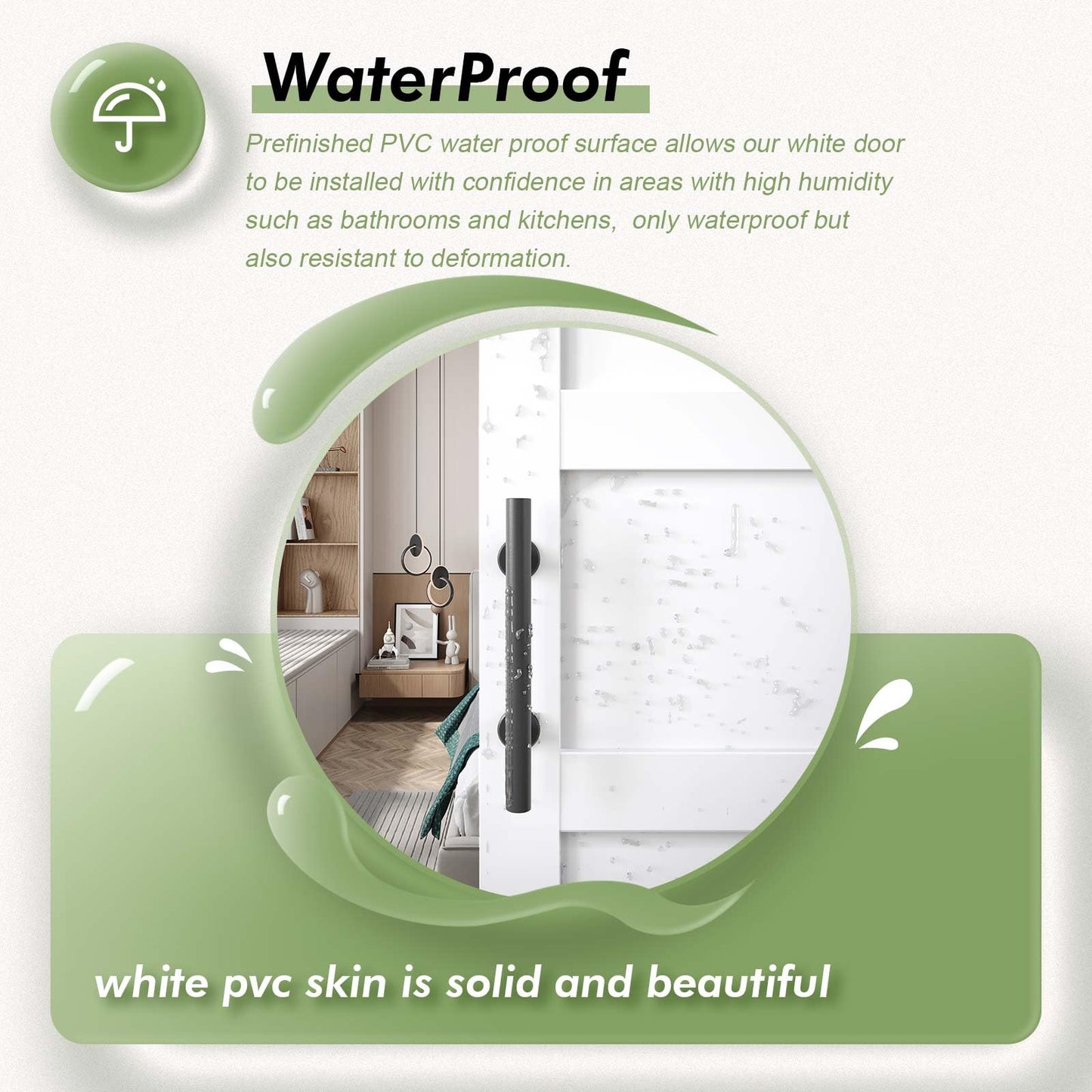 Fredbeck 36inx80in White Barn Door and 6.6FT Sliding Barn Door Hardware Kit Included,Solid,MDF, PVC Surface,DIY Assembly,5-Panel,Fit 33in-34in Opening
