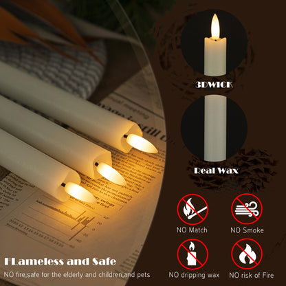JOIONE Flameless Taper Candles with Remote Timer, 6Pack Battery Operated Real Wax Flickering Flame, Fake Electric LED Candles Warm Light for Mother's Day Christmas-White