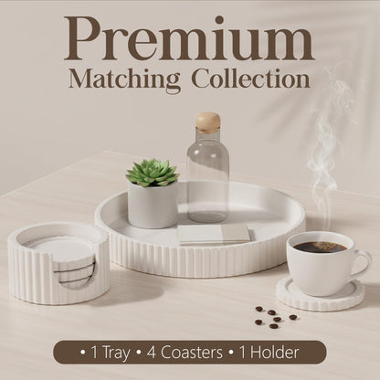 Decorative Coffee Table Ottoman Tray with Coasters | Modern Neutral Home Decor Accent | Console Table Decor | Kitchen Table Centrepiece | Luxury Apartment Decor | Decorative Centerpieces for Tables
