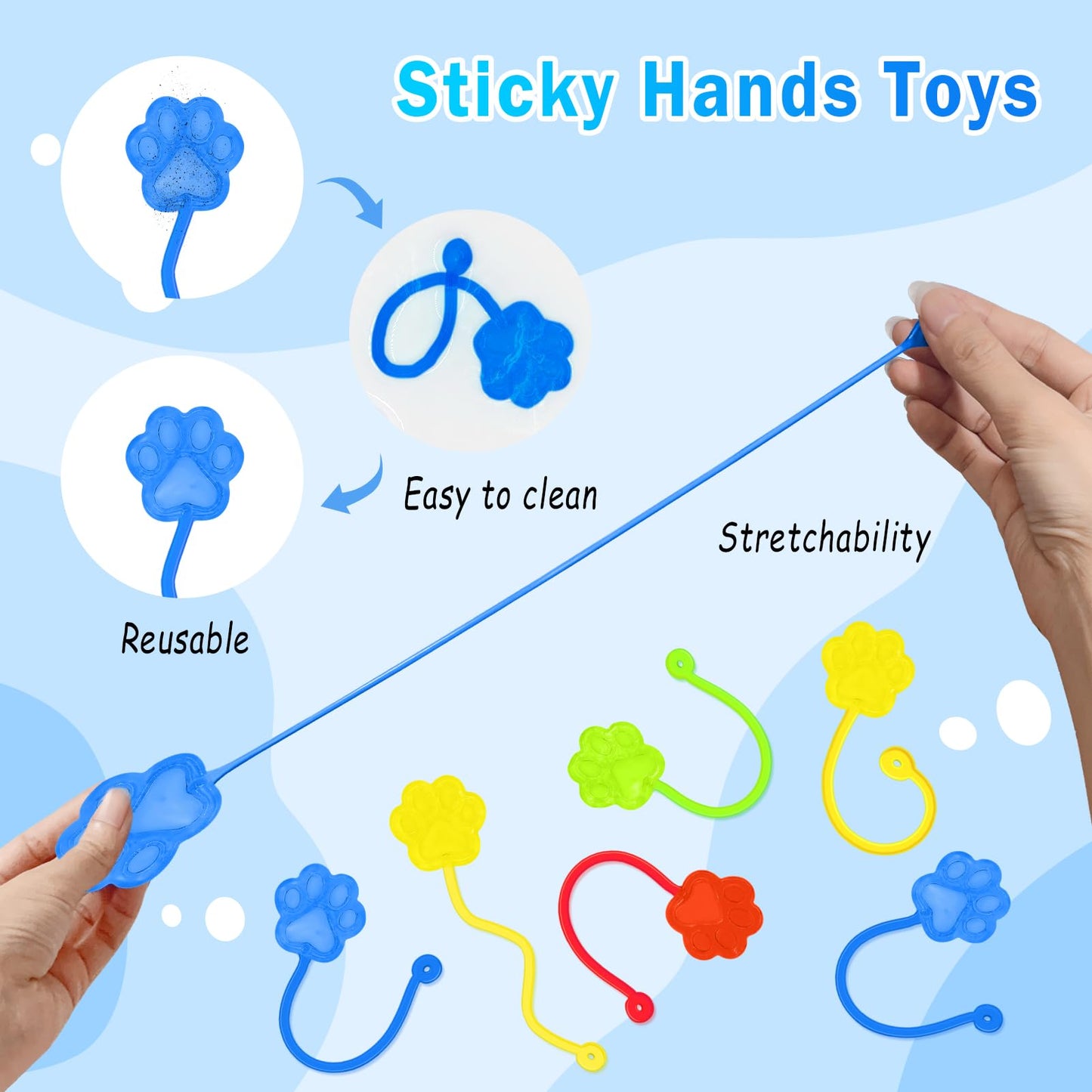 Valentines Sticky Hands Bulk 48PCS Valentines Day Gifts for Kids Classroom Prizes Valentines Party Favors for Kids Stretchy Heart Sticky Hand Toy Valentines Day Goodie Bag Stuffers Kid Party Supplies
