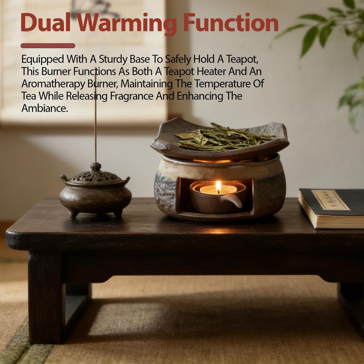 Ceramic Incense Burner Kit, Zen Incense Holder with Candle Clip,Mat & Heat Resistant Brick, Ceramic Aromatherapy,Stove Essential Oil Burner, Suitable for Home and Office Use.