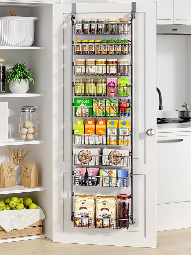 Delamu Over The Door Pantry Organizer, 9-Tier Pantry Door Organizers and Storage