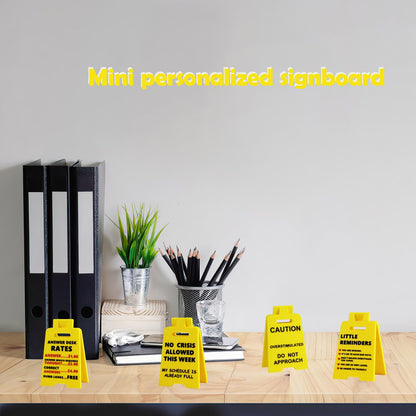 4 Pcs Caution Overstimulated Desk Signs, 3D Printed Funny Office Décor Sign Desk Warning Sign Office Gifts for Bosses Employees Colleagues