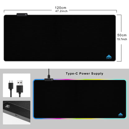 Cacoy 48" x 20" RGB Gaming Mouse Pad XXL, Large LED Mouse Mat with 9 Lights Modes, Lighting Up Desk Mat for Keyboard and Mouse, Extended Desk Pad Protector, Non-Slip Base Mousepad Accessories, Black