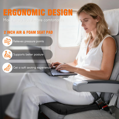 GDREAMT Inflatable Seat Cushion, Self-Inflating Memory Foam Stadium Seats Cushion Lightweight & Compact Chair Sitting Pad Airplane Cushion for Long Flight Travel Outdoor Camping Car Bleachers Office