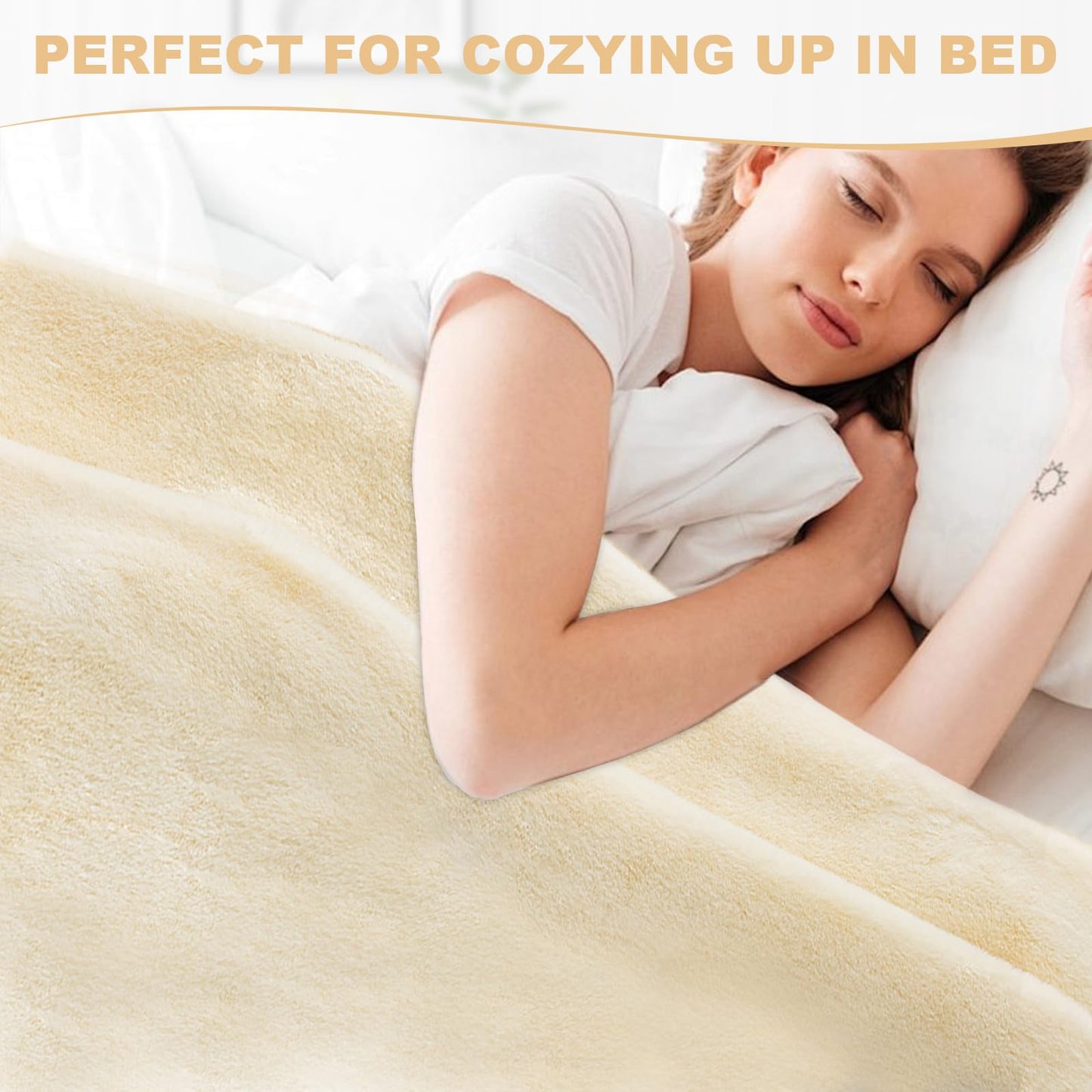 LiveGo Luxury 1000GSM Faux Mink Cashmere Throw Blanket, Super Heavy Warm Cozy Blankets for Couch Bed Sofa, Plush Elegant Soft Reversible Mink Blanket for Living Room Bedroom (Off-White, 100x160cm)