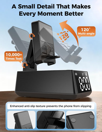 Bluetooth Speaker Birthday Gift for Men:Induction Cell Phone Stand HD Sound Gifts For Mother 2026 Teacher Appreciation,Anti-Slip Phone Holder Kitchen Gadget Women Mom Wife,Dad Husband Boyfriend(Black)