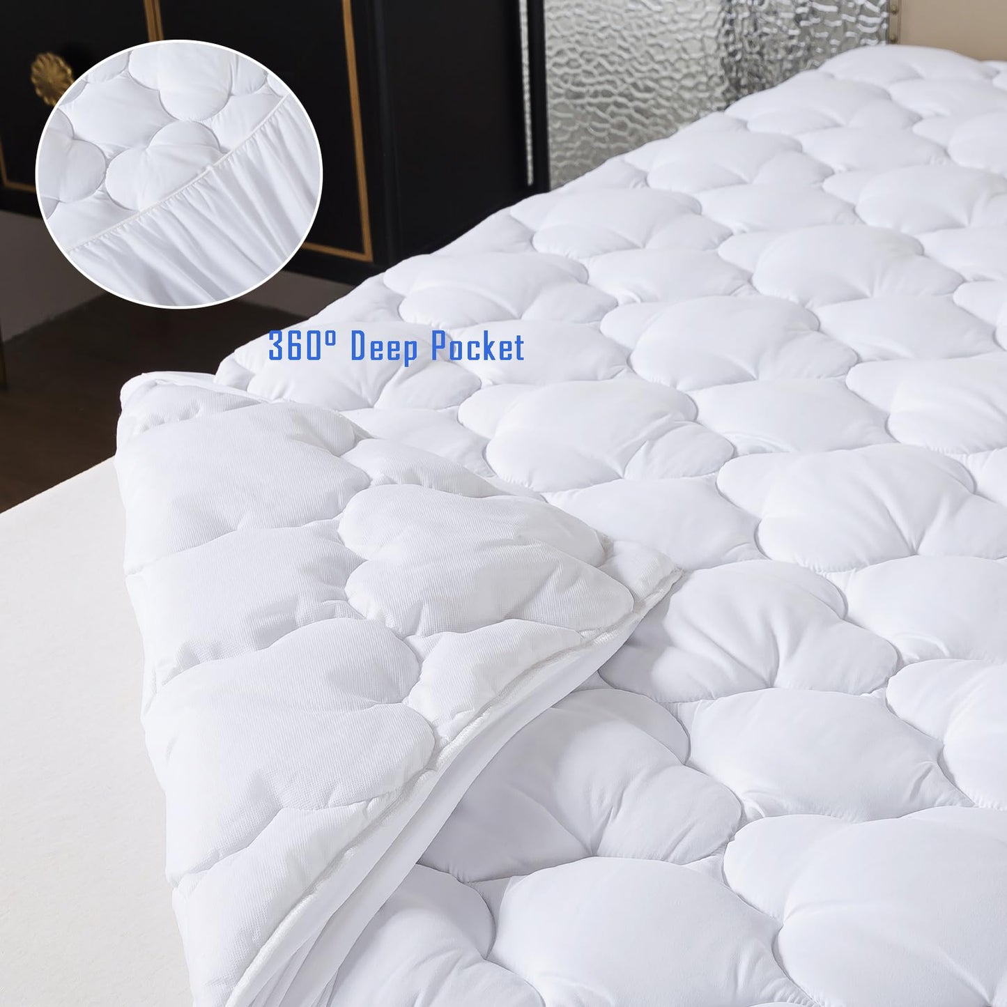 WhatsBedding Full Mattress Pad,Fitted Full Mattress Protector Soft with Deep Pocket 6"-18",Depth Breathable,Mattress Cover