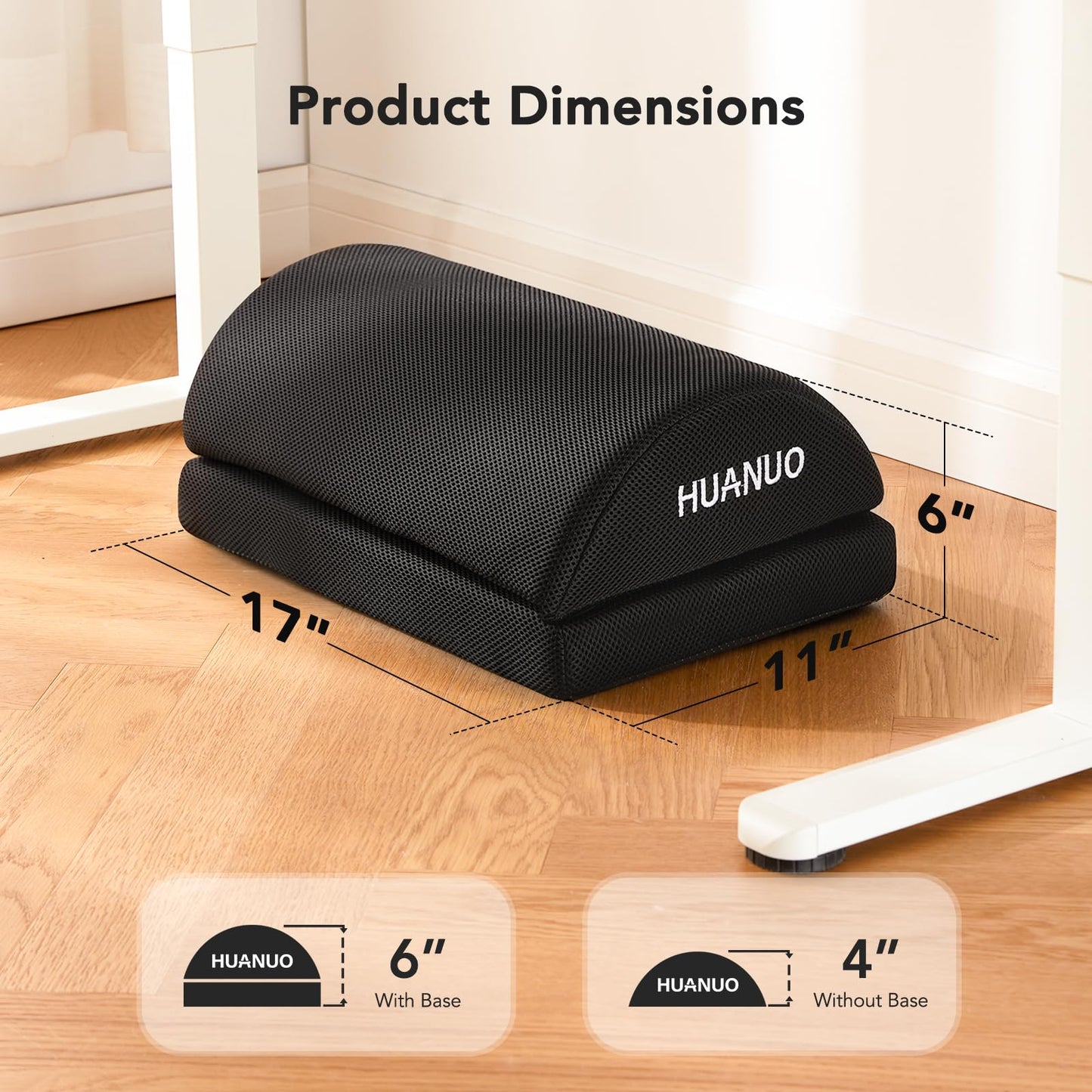 HUANUO Footrest, Under Desk Foot Rest, Foot Stool Under Desk, Ergonomic Foot Rest for Office, Home, Travel