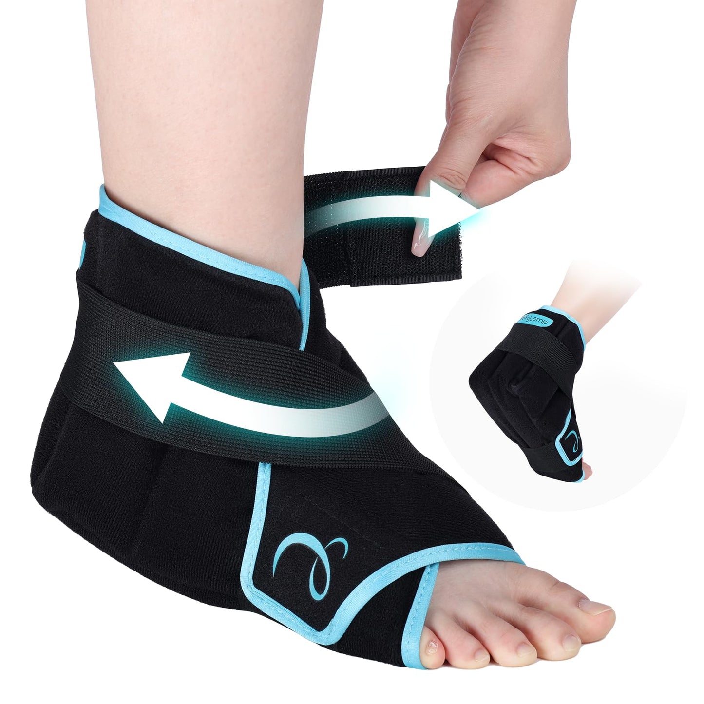 Comfytemp Ankle Foot Ice Pack Wrap for Plantar Fasciitis Relief, Heel Pain, Swelling, Achilles Tendonitis, Heel Spur, Sprain, Hot Cold Compress, Women Men Gift for Mom Dad, FSA Eligible HSA, 1 Pack