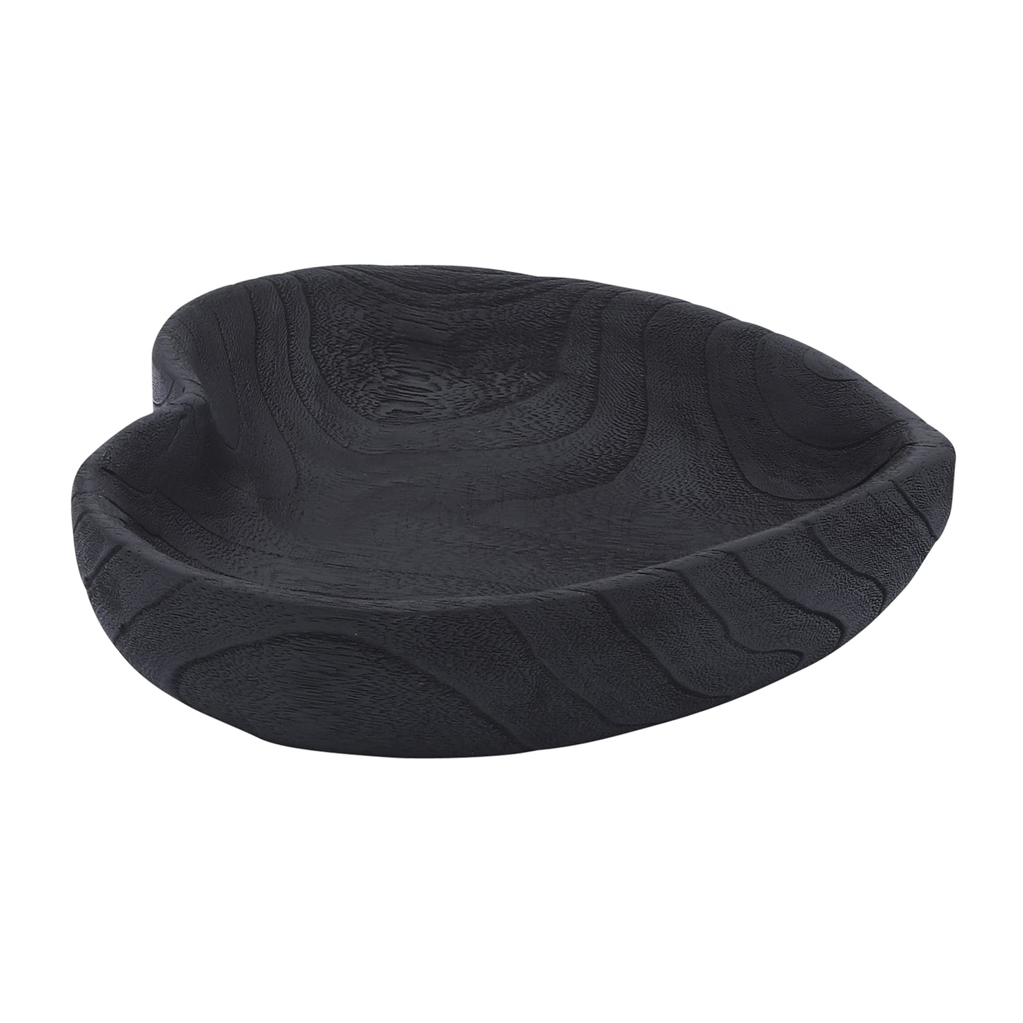 Set of 2 Wooden Decorative Bowls – Accent Bowl Set for Everyday Display, Coffee Table or Entryway Styling – Heart Shape Design for Soft, Sculptural Impact, Home Decor – 10" & 8", Black