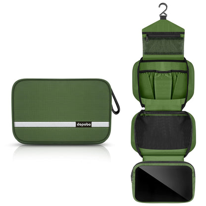 dopobo Travel Toiletry Bag, Dopp Kit Waterproof Makeup Bag Shaving Bag with Hanging Hook, Portable Toiletry Organizer for Traveling and Camping (Army Green)
