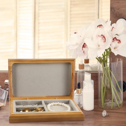 Threehoney First Communion Valet Box Wooden Jewelry Box with Felt Lining 7.5 x 4.7 x 1.6 Inch Personalized First Holy Communion Gifts for Religious Keepsakes and Rosary Beads Storage