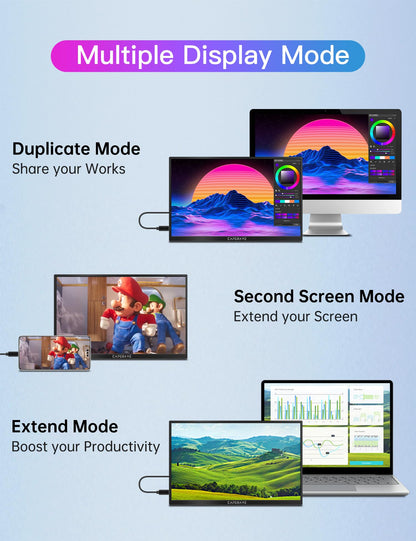 Portable Monitor for Laptop, Ultra Slim 15.6'' 1080P FHD Travel Monitor with Kickstand & Speaker, USB C HDMI, Gaming External Screen for Computer Laptop PC Mac Phone Xbox Switch PS5/4
