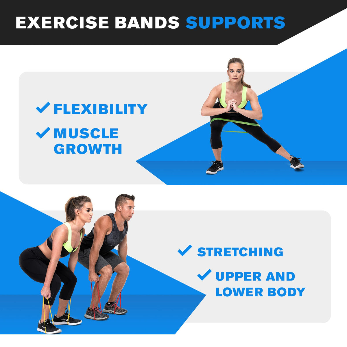 DYNAPRO Resistance Bands- Mini Precision Loop Exercise Bands with E-Quickstart Workout Guide (Pink-Yellow-Blue-Black) Perfect for Any Home Fitness Training Program