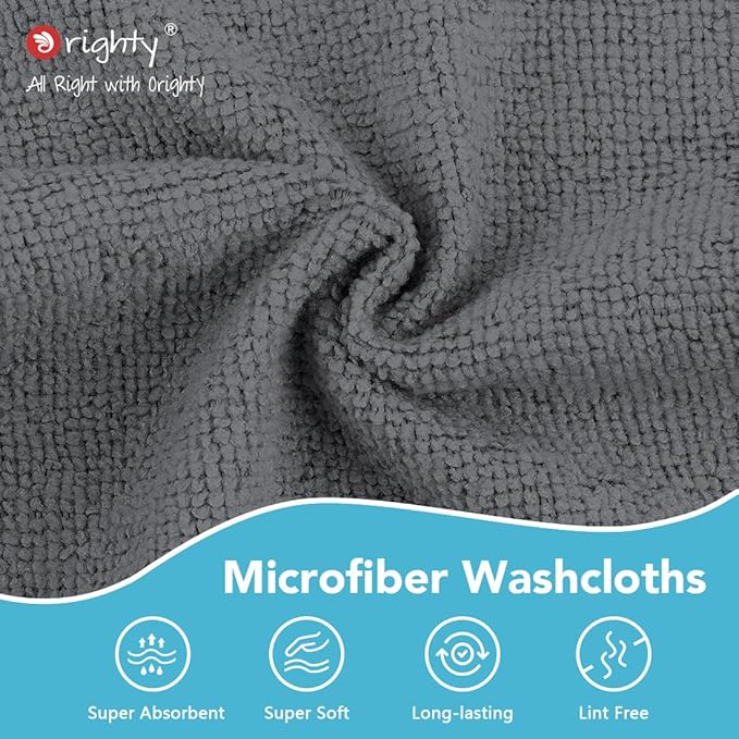 Orighty Washcloths, 20 Pack Microfiber Face Towels, Highly Absorbent and Soft
