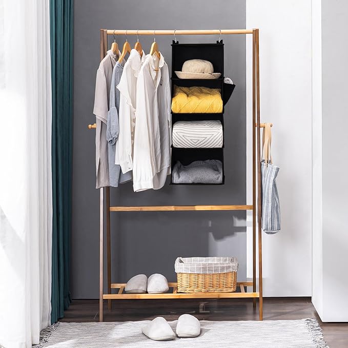YOUDENOVA Hanging Closet Organizer, 4-Shelf Closet Hanging Storage Shelves
