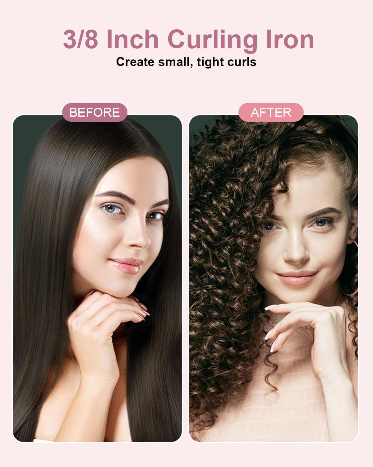3 in 1 Curling Iron, Curling Wand Set with 3 Interchangable Ceramic Beach Waves Wands(0.75"-1.25"), Dual Voltage 30s Fast Heating with Heat Resistant Glove & 2 Clip for Long/Short All Hairstyle