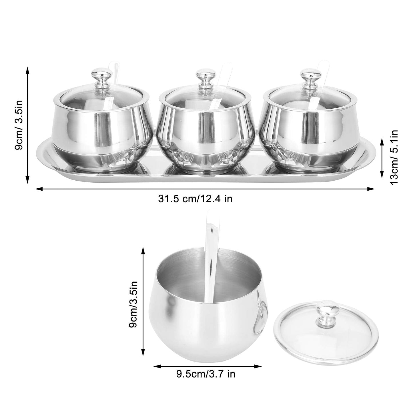 LIZEALUCKY Seasoning Box, Spice jar for Seasoning Rack, Condiment Bottle for Storage Container, 304 Stainless Steel jar with lid and Spoon