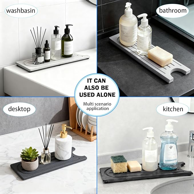 Fast Drying Kitchen Sink Splash Guard, Durable Stone Kitchen Faucet Mat