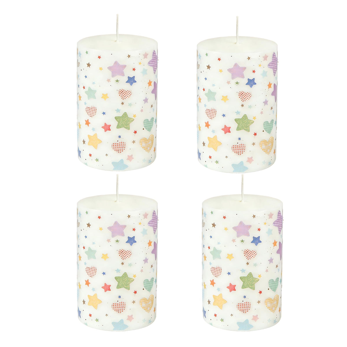 4 Pack Star Pillar Candles Dripless, Smokeless, Unscented Pillar Candles for Indoor Decor, Holiday Party, Birthday Dinner and Home Centerpiece