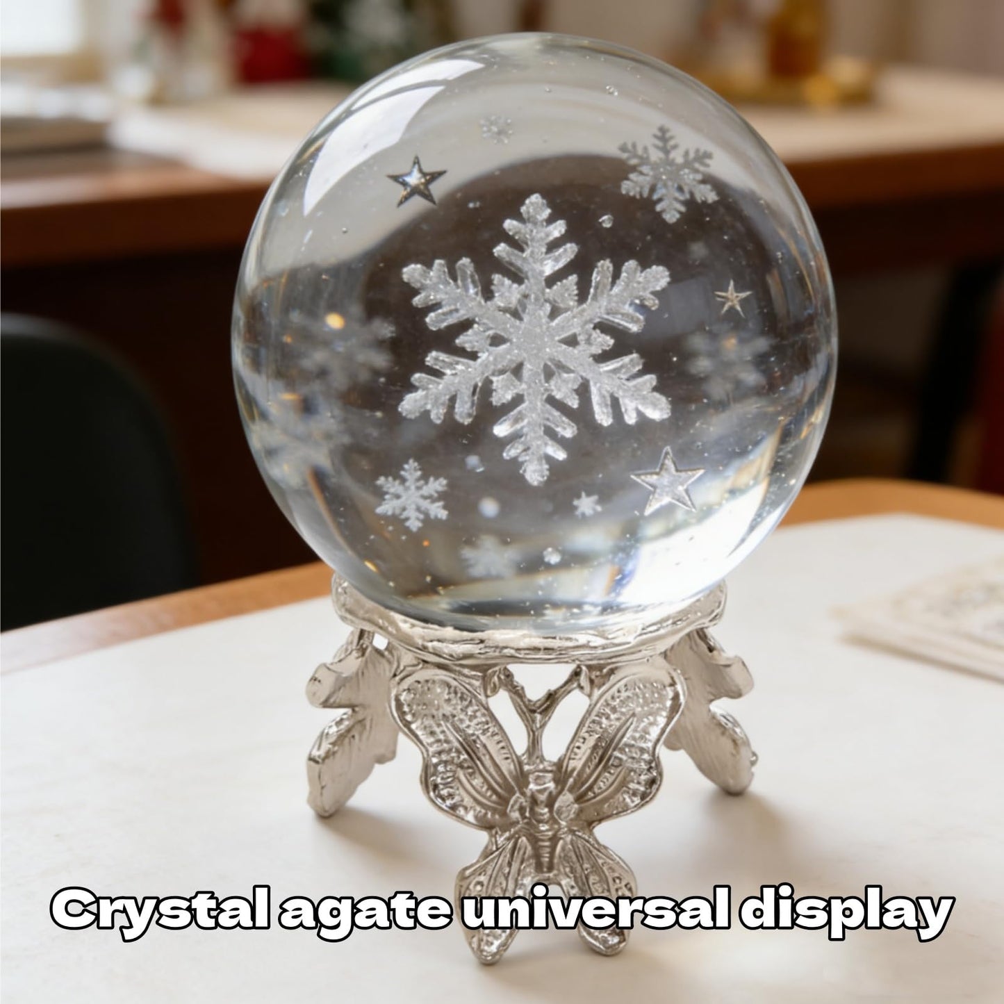 DKJEkdje Crystal Sphere Holder Elegant Crystal Ball Stand Display Stand with Butterfly Shape for Home Decor Desk and Shelf Display