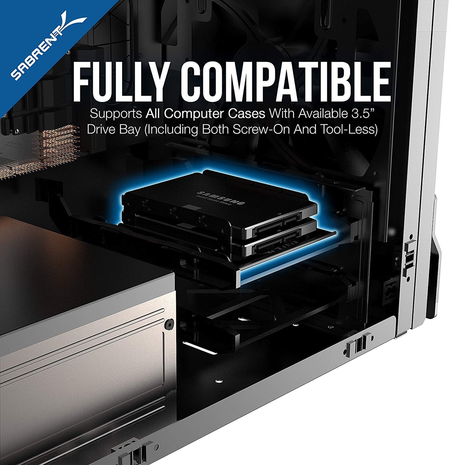 SABRENT 2.5" HDD SSD to 3.5" mounting frame, Internal hard disk mounting kit adapter, removable frame bracket kit Compatible with all types of 2.5" hard drive / SSD, Screw pack included (BK-HDDH)