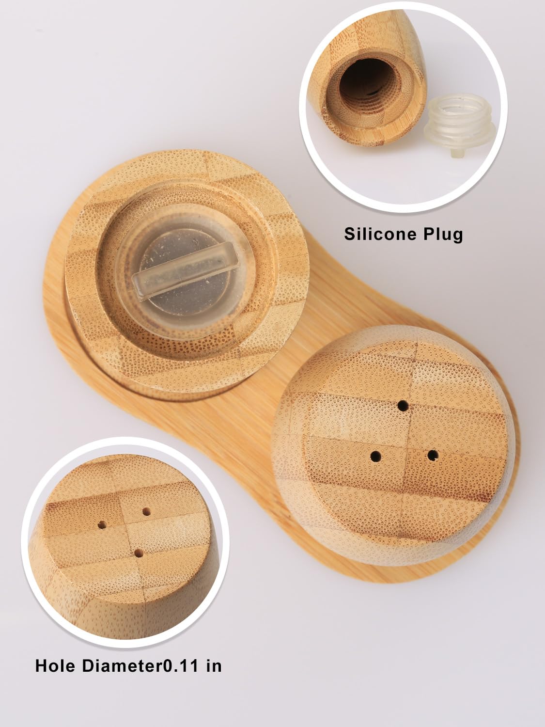 ZTHapwa Wooden Salt and Pepper Shakers Set, Small Bamboo Salt Pepper Shakers with Tray for Kitchen Cooking/Camping/BBQ, Farmhouse Seasoning Holder for Kitchen and Dining Table, 1/8 Cup