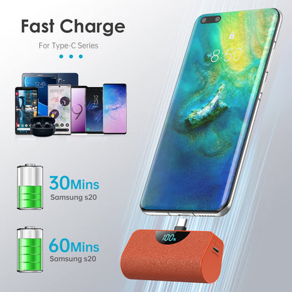 Mini Portable Charger USB-C Power Bank 5200mAh,Ultra Compact LCD Display Battery Pack Backup Charger Compatible with iPhone 17/17 Air/17 Pro/17 Pro Max/16/16 Plus/16 Pro Max/15 Series,Samsung-Green
