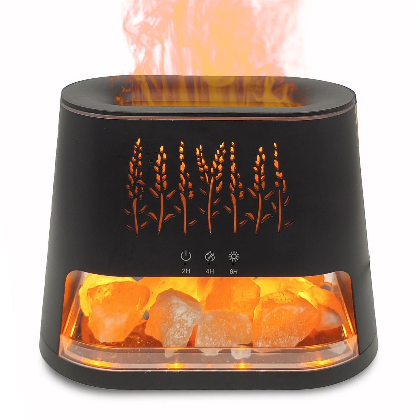 Fireplace Flame Diffuser & Himalayan Salt Lamp, 8 Colors Aromatherapy Diffuser Cool Mist Humidifier with Timer Auto Off Function for Home, Bedroom, Offie,Yoga