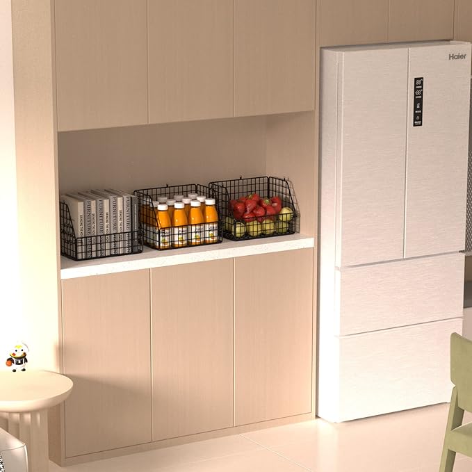 Stackable Wire Storage Baskets for Kitchen Closet Pantry, Hanging Closet