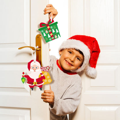 Civaner 24 Sets Christmas Craft Kit for Kids Tree Ornaments Hanging Art and Craft DIY Project Gingerbread House Crafts Kit Christmas Box Claus Reindeer Crafts for Kids, 6 Styles